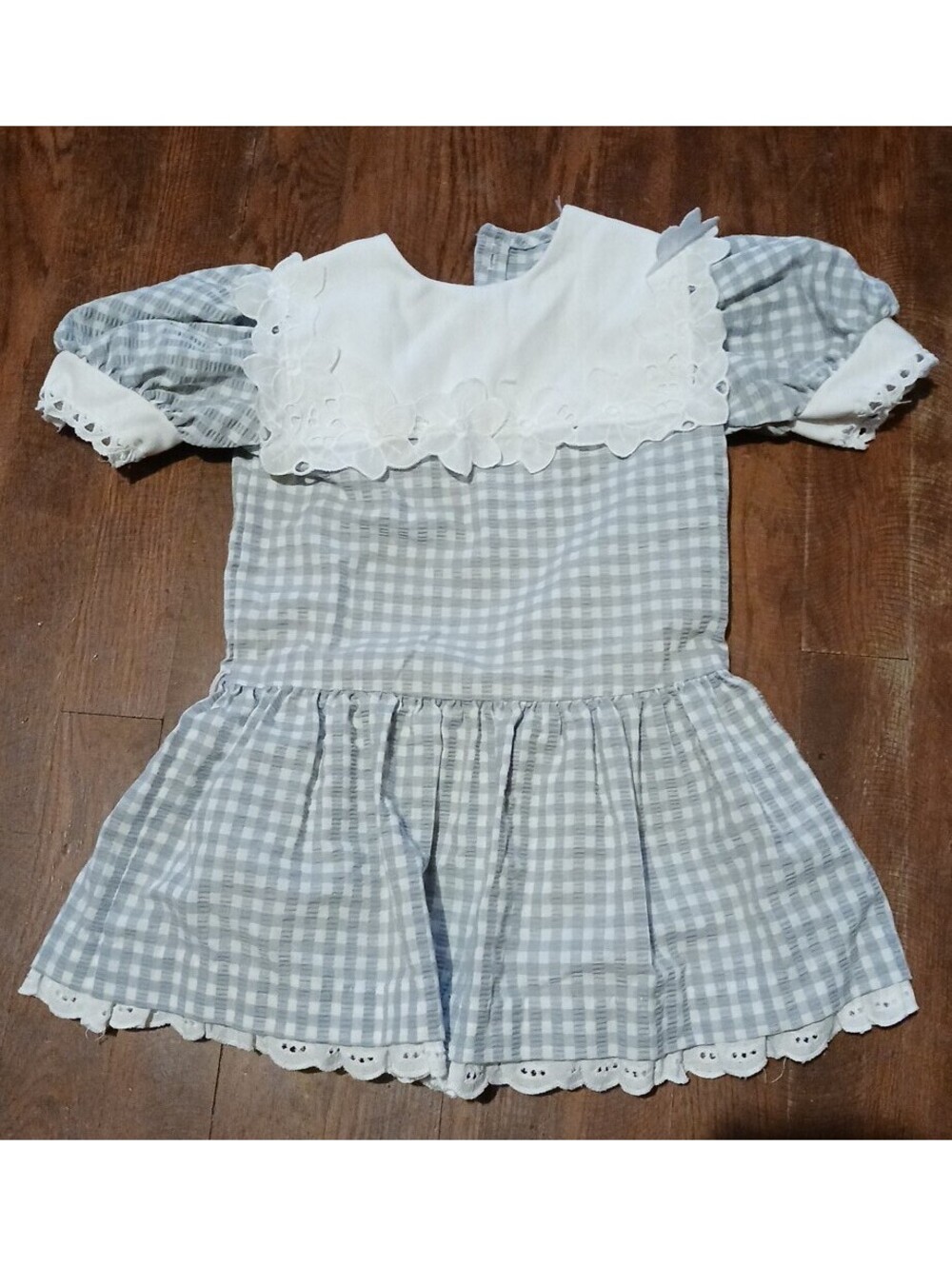 Winnie The Pooh Vintage Child's Disney  Dress 2-4 Blue Checks Ruffled